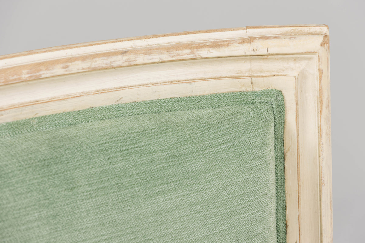 Pair of Antique French Louis XVI Style Painted Accent Side Chairs in Sea Green