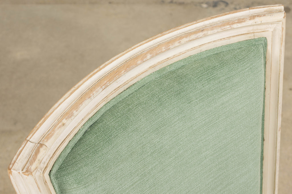 Pair of Antique French Louis XVI Style Painted Accent Side Chairs in Sea Green