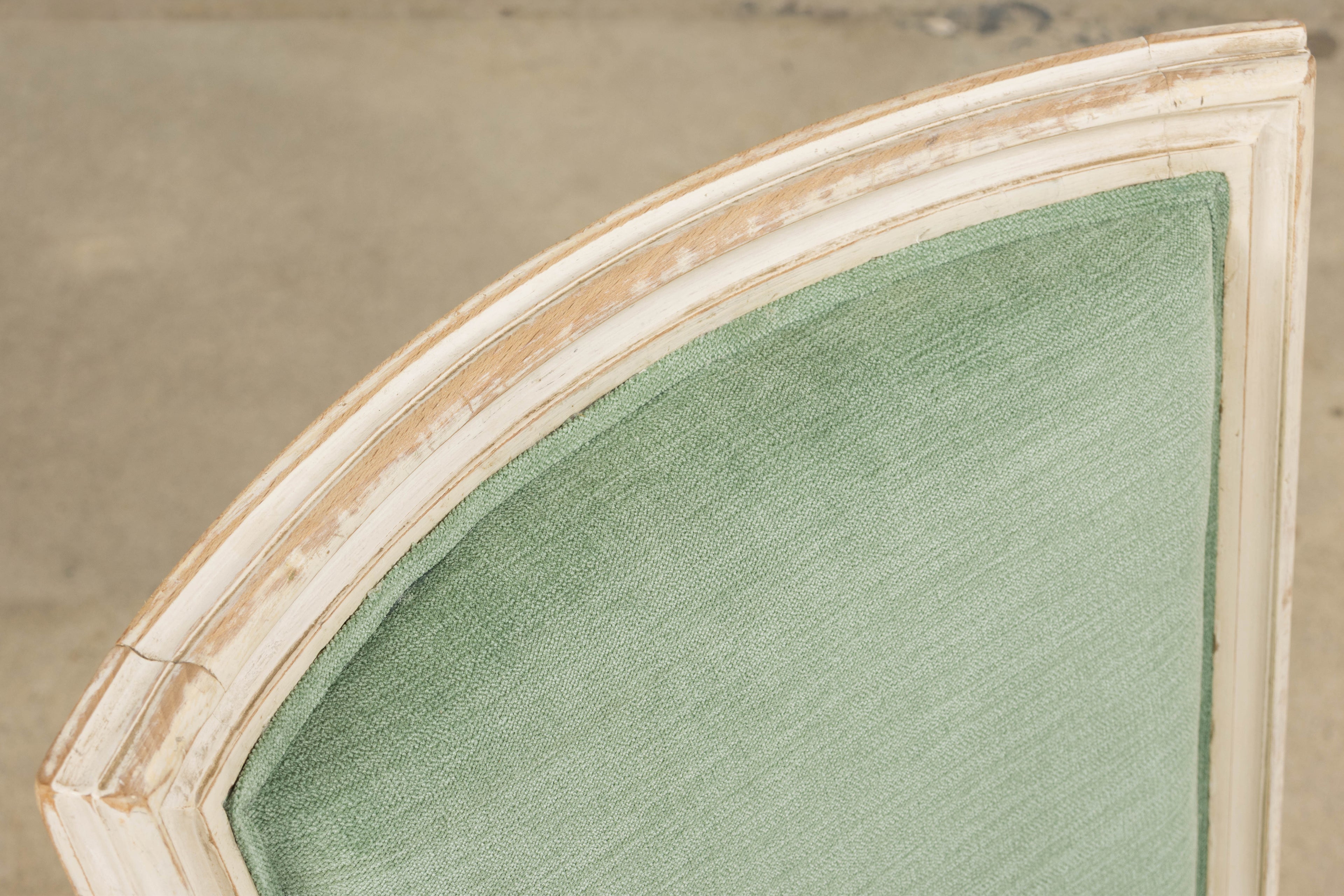 Pair of Antique French Louis XVI Style Painted Accent Side Chairs in Sea Green