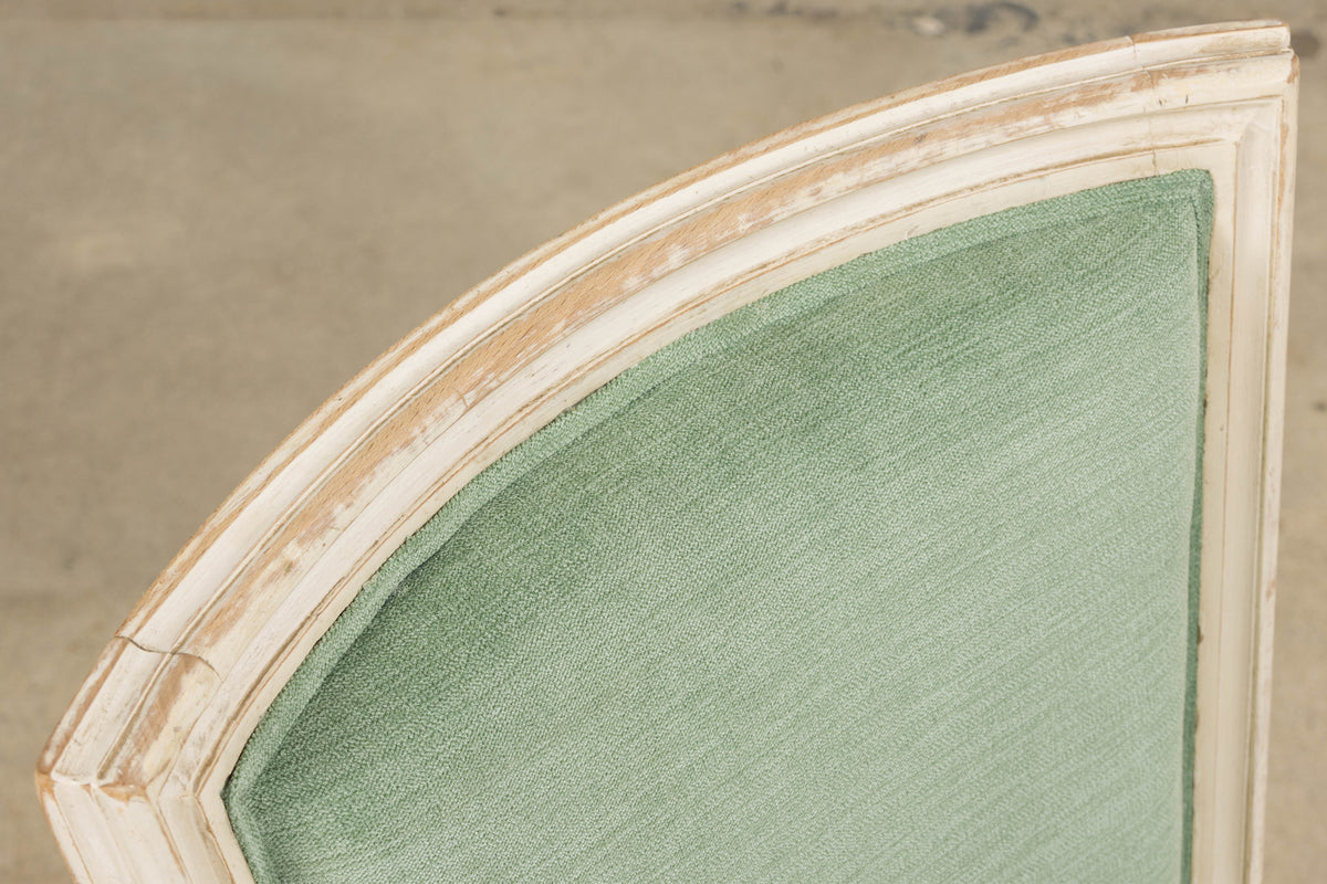 Pair of Antique French Louis XVI Style Painted Accent Side Chairs in Sea Green