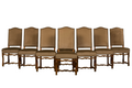 Antique French Louis XIII Style Os De Mouton Maple Dining Chairs in Brown Velvet - Set of 8