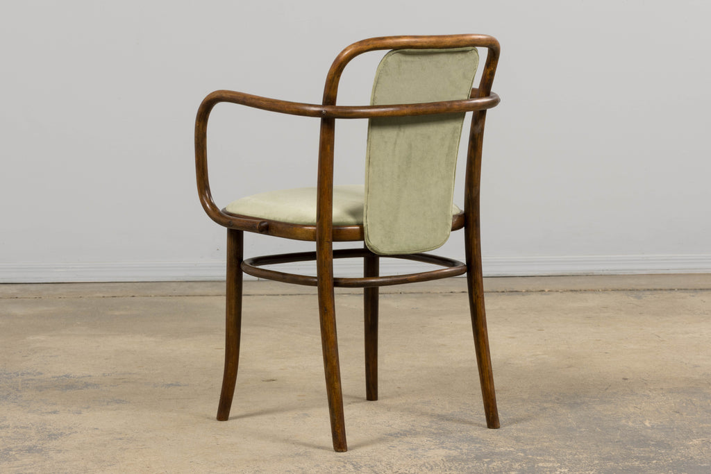 1950s Thonet Bentwood Armchairs in Willow Green Velvet - Set of 6