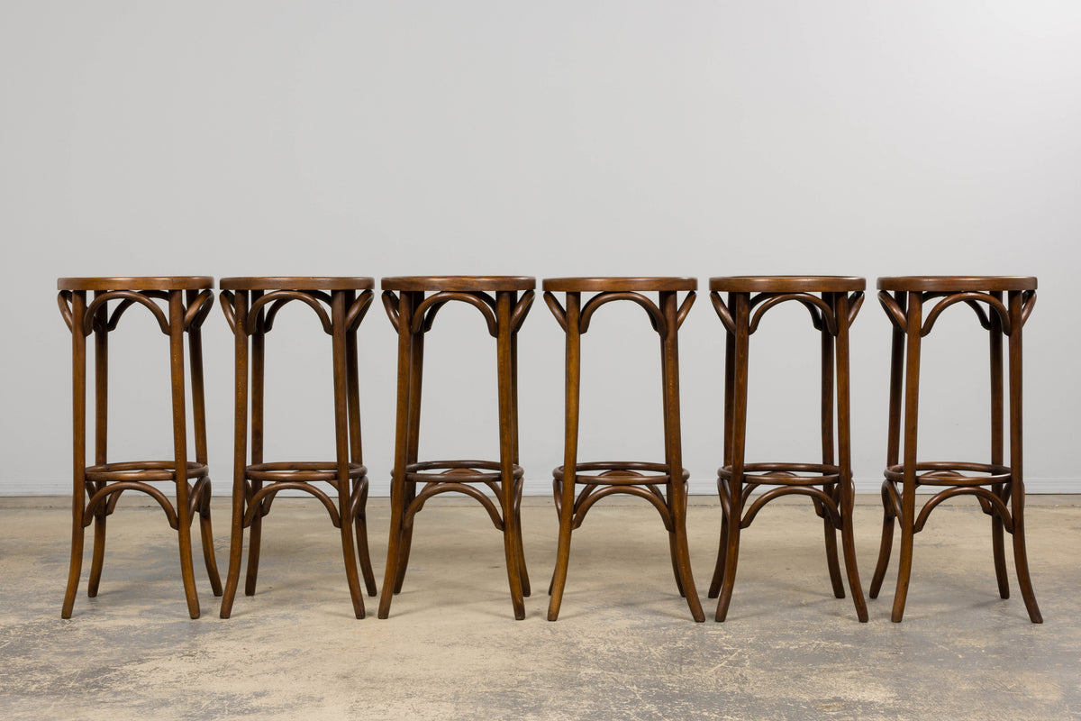 Vintage French Thonet Bentwood Barstools - Set of 6