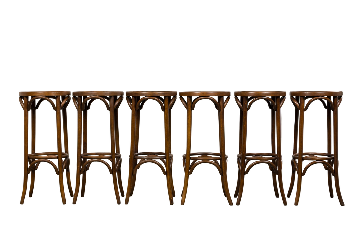Vintage French Thonet Bentwood Barstools - Set of 6