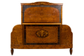 1920s French Art Deco Burl Walnut Full Size Bed Frame