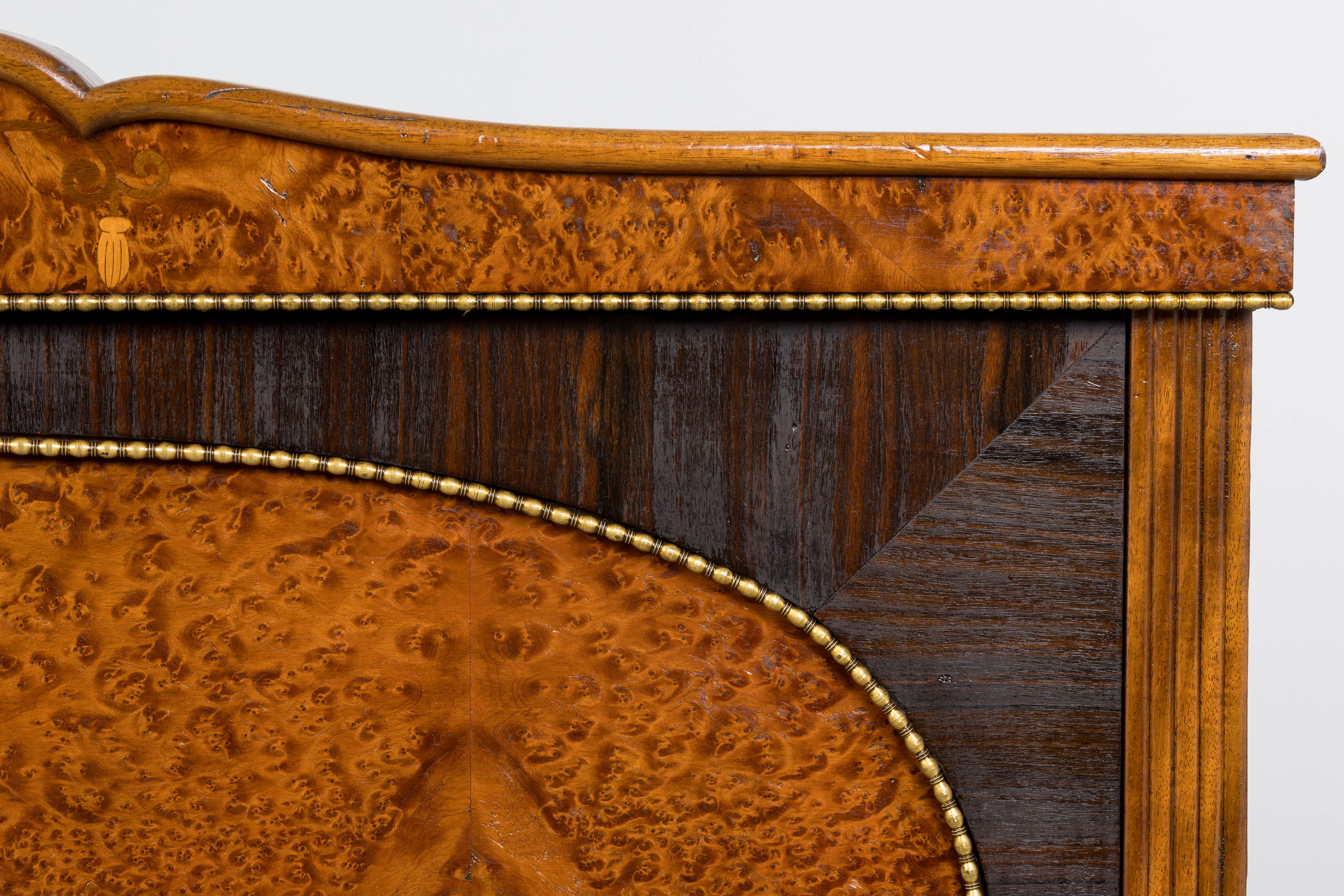 1920s French Art Deco Burl Walnut Full Size Bed Frame