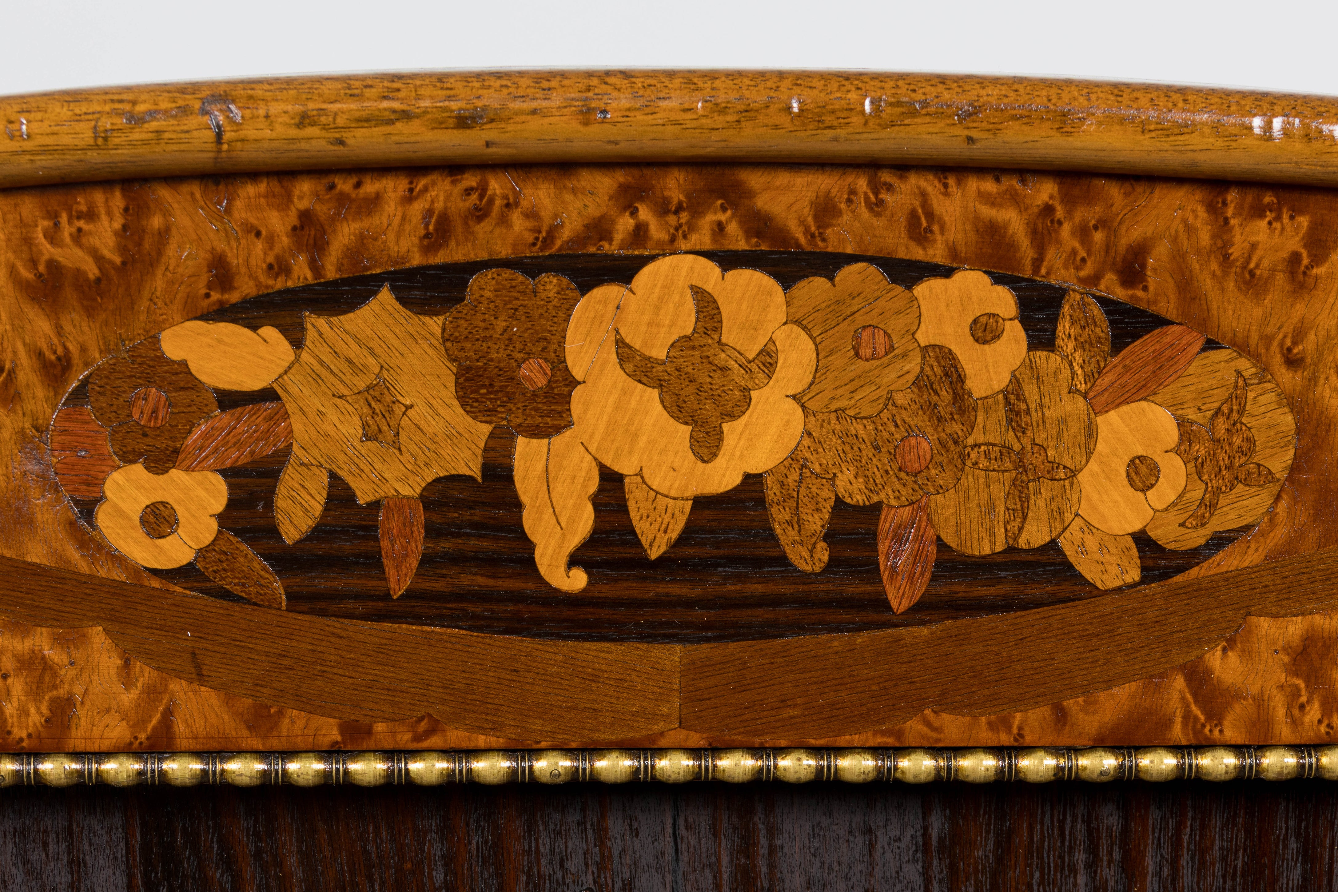 1920s French Art Deco Burl Walnut Full Size Bed Frame