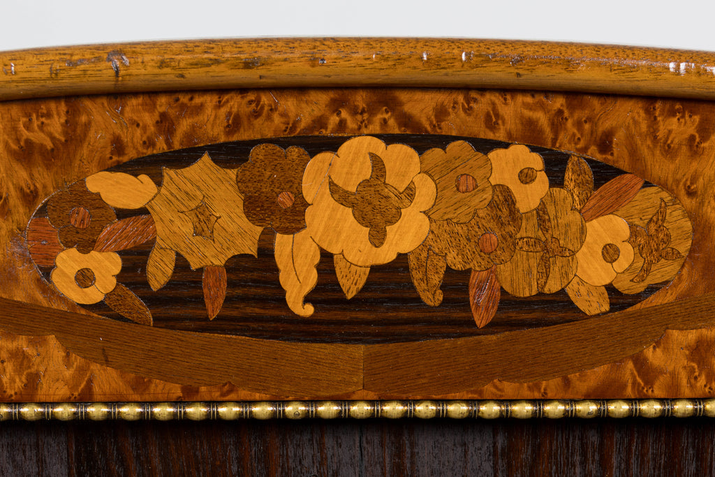 1920s French Art Deco Burl Walnut Full Size Bed Frame