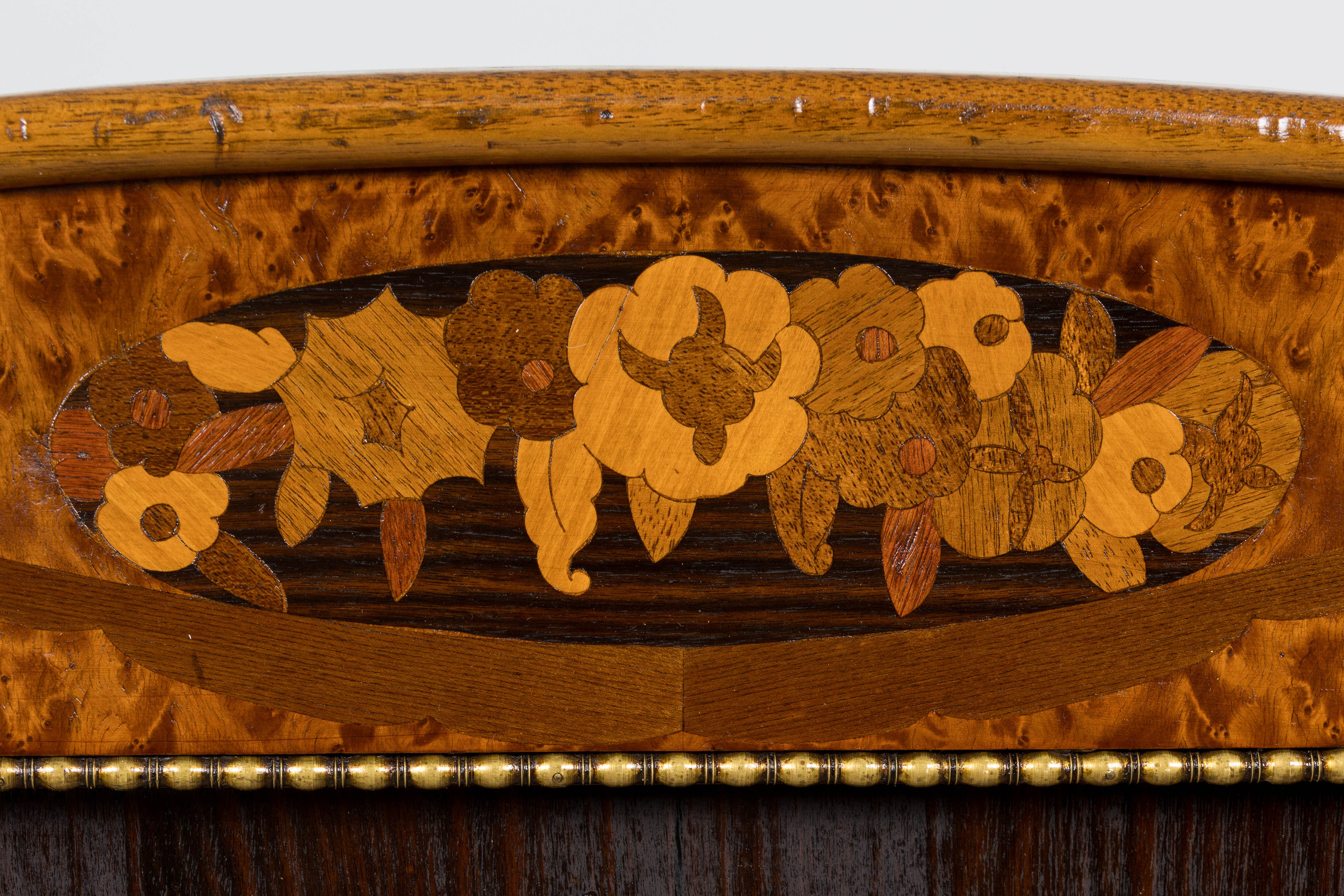 1920s French Art Deco Burl Walnut Full Size Bed Frame