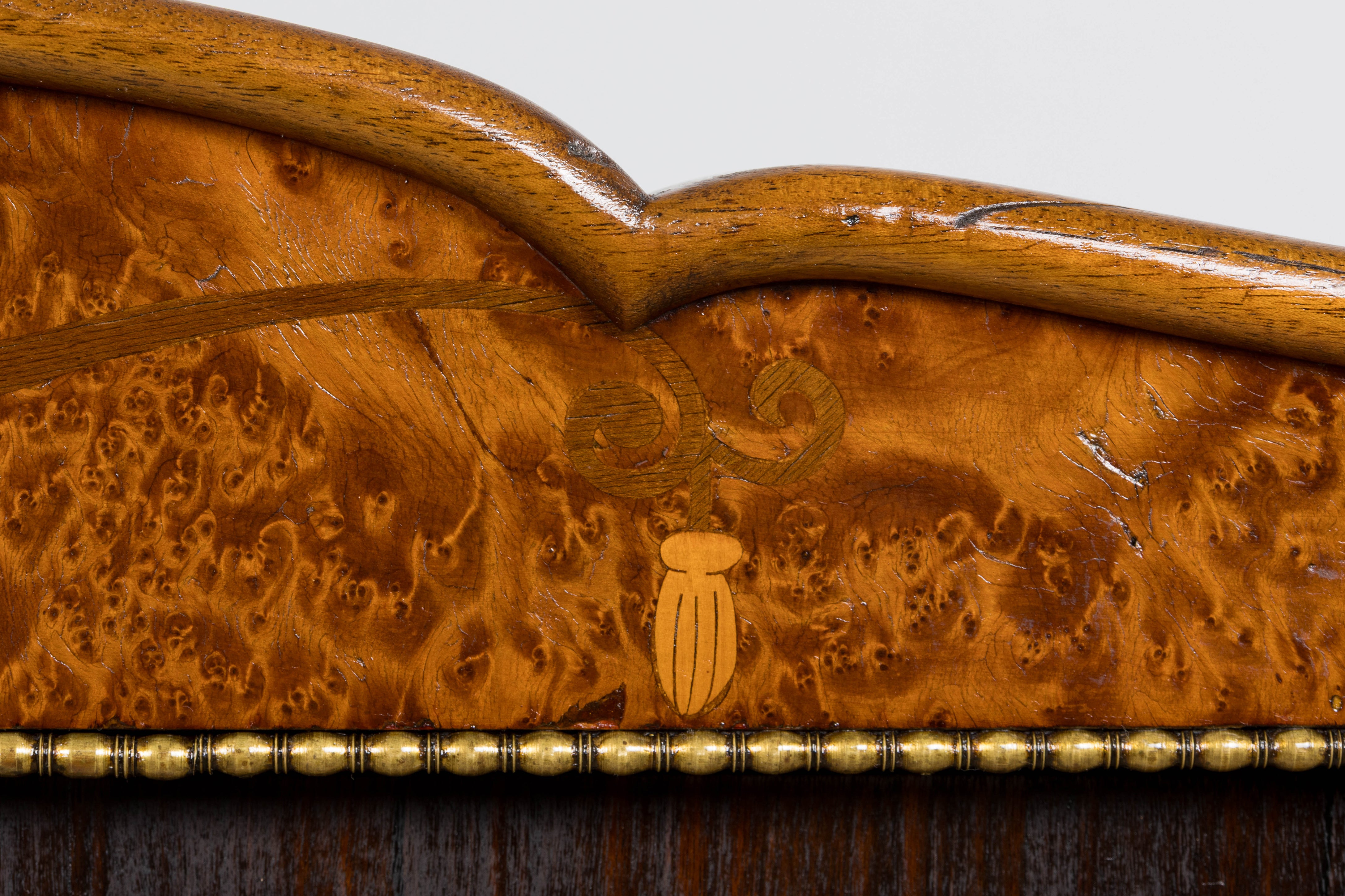 1920s French Art Deco Burl Walnut Full Size Bed Frame