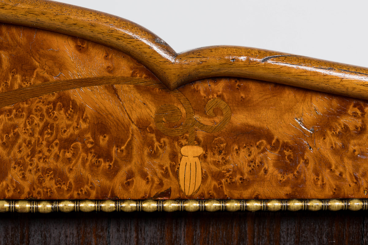 1920s French Art Deco Burl Walnut Full Size Bed Frame