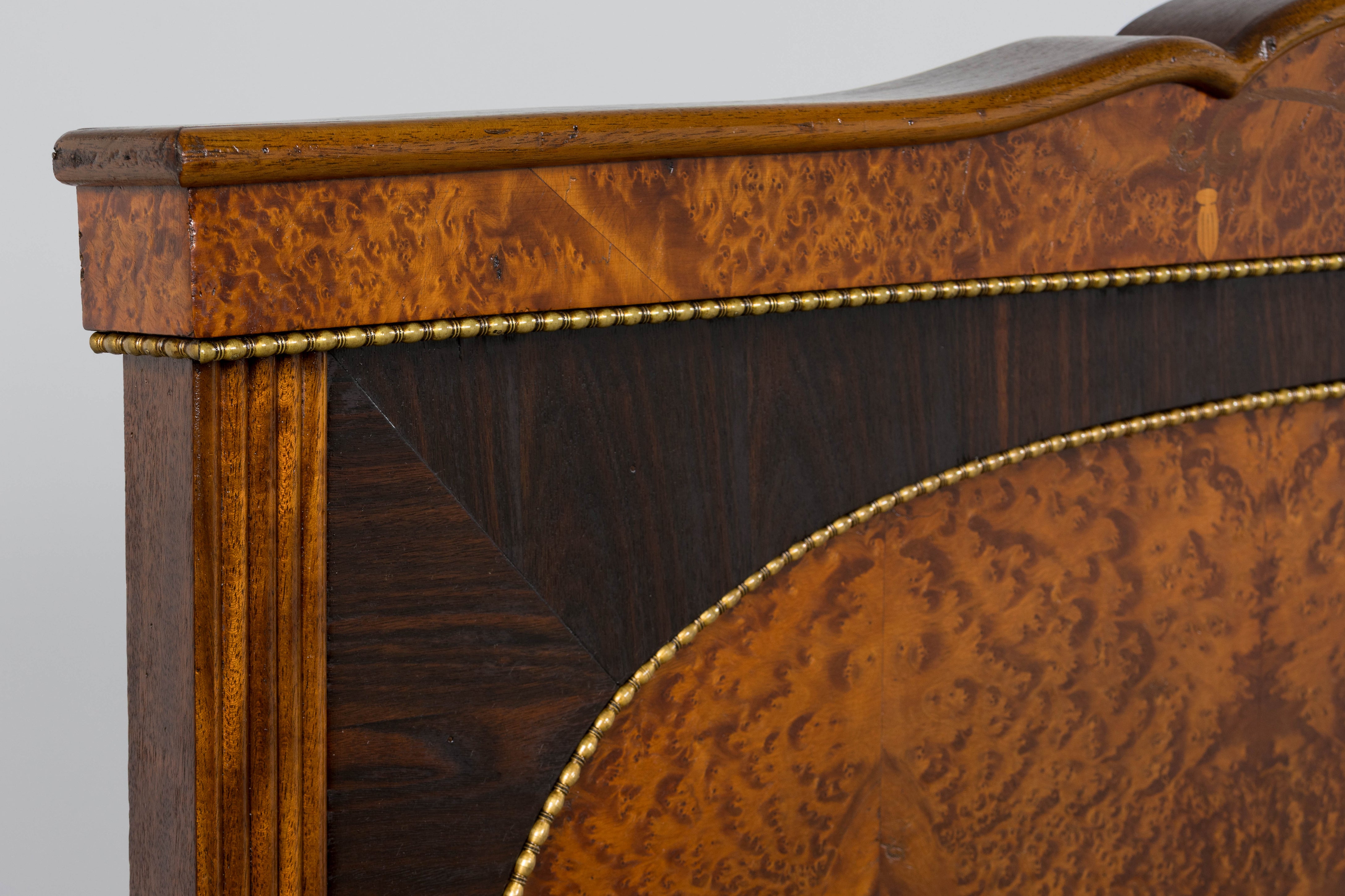 1920s French Art Deco Burl Walnut Full Size Bed Frame