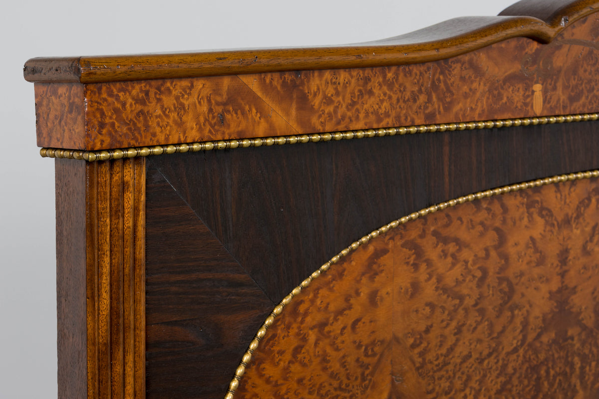 1920s French Art Deco Burl Walnut Full Size Bed Frame