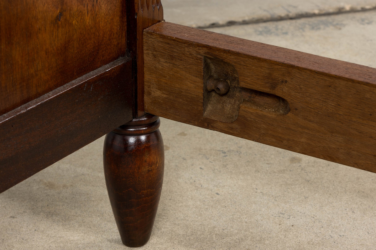 1920s French Art Deco Burl Walnut Full Size Bed Frame