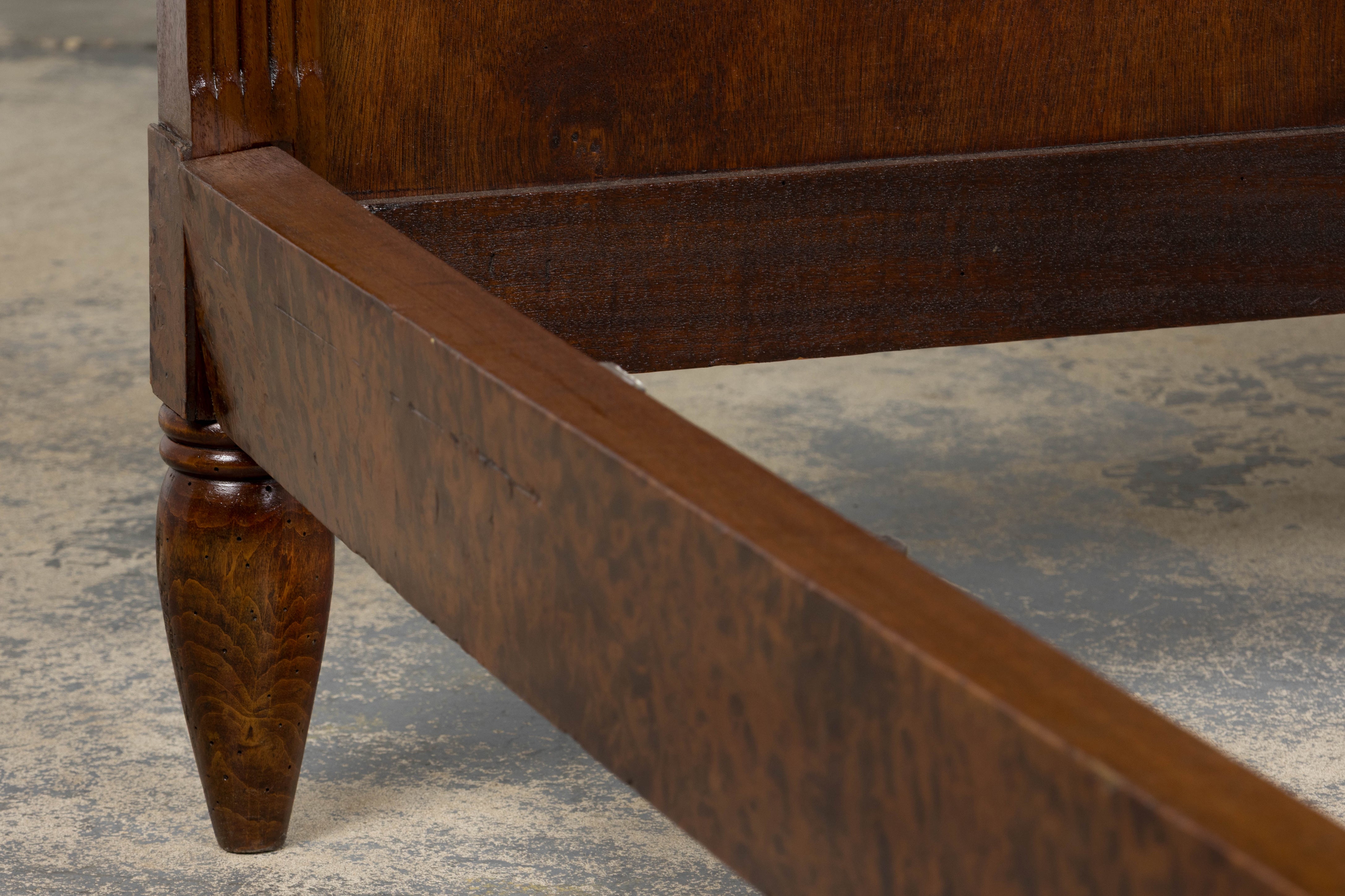 1920s French Art Deco Burl Walnut Full Size Bed Frame