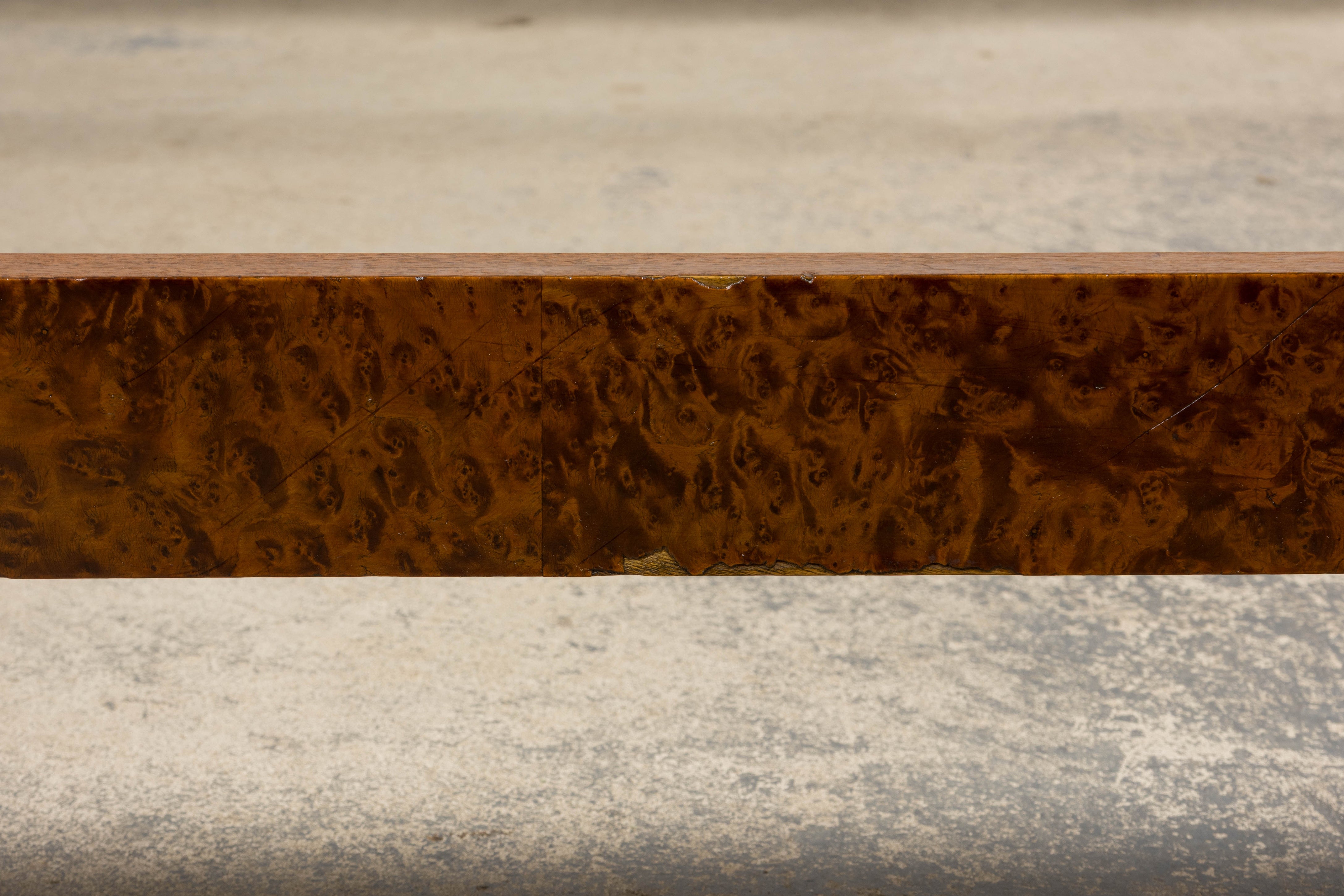 1920s French Art Deco Burl Walnut Full Size Bed Frame