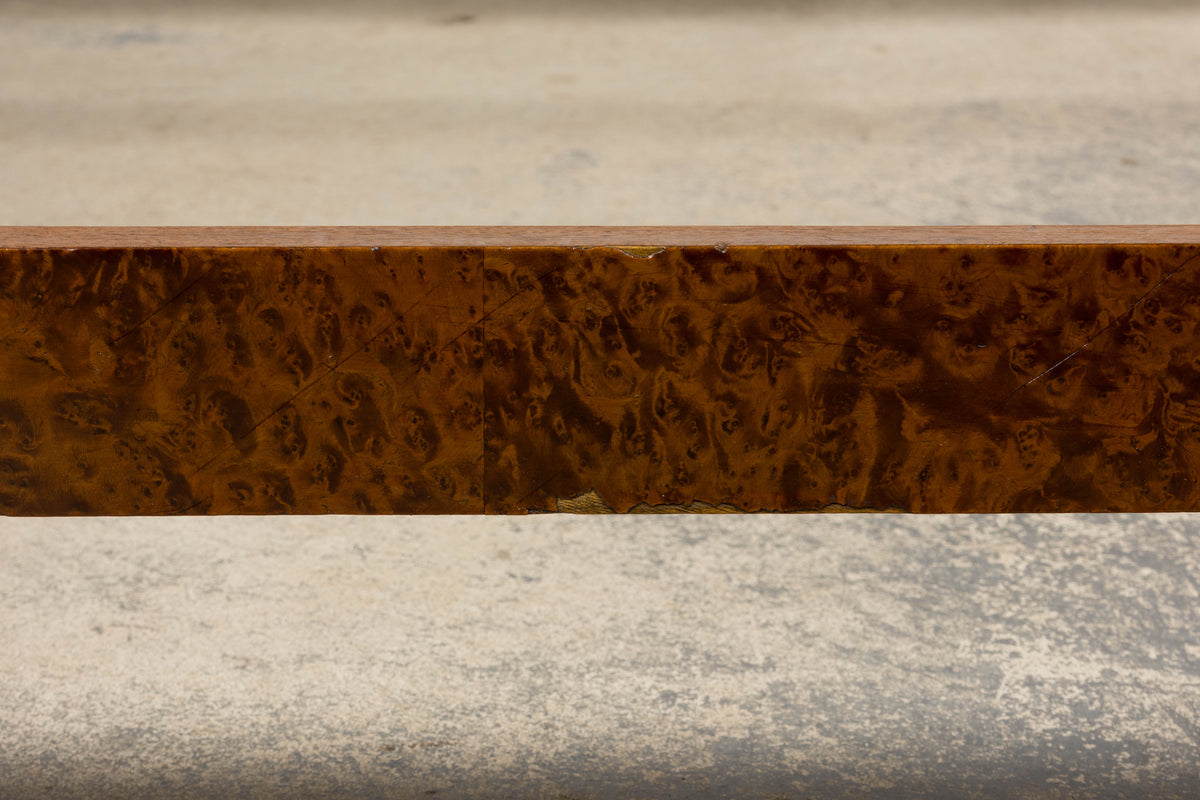 1920s French Art Deco Burl Walnut Full Size Bed Frame