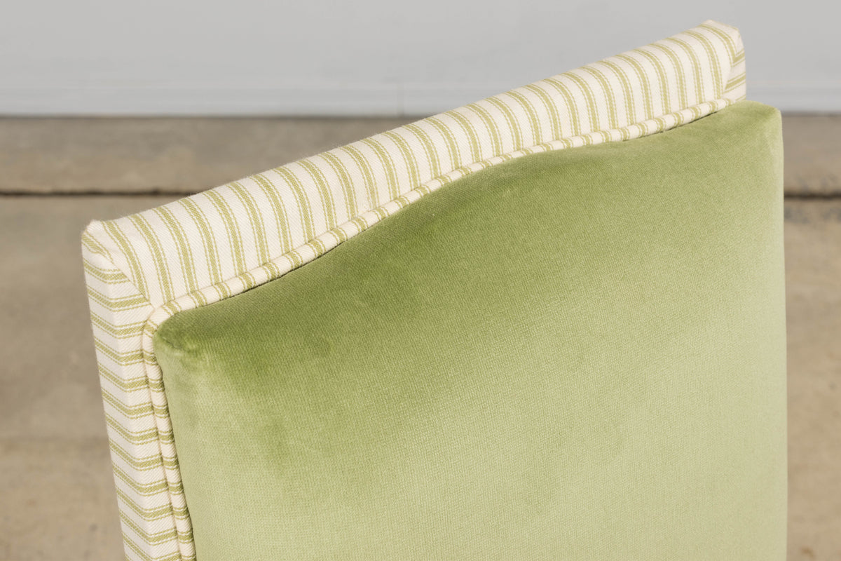 1930s French Art Deco Maple Dining Chairs in Sage Green Velvet - Set of 6