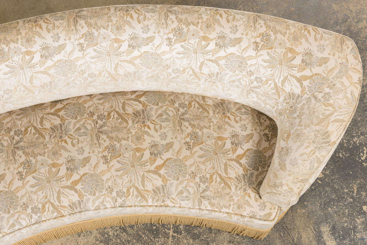 French Napoleon III Style Curved Sofa in Floral Jacquard Velvet