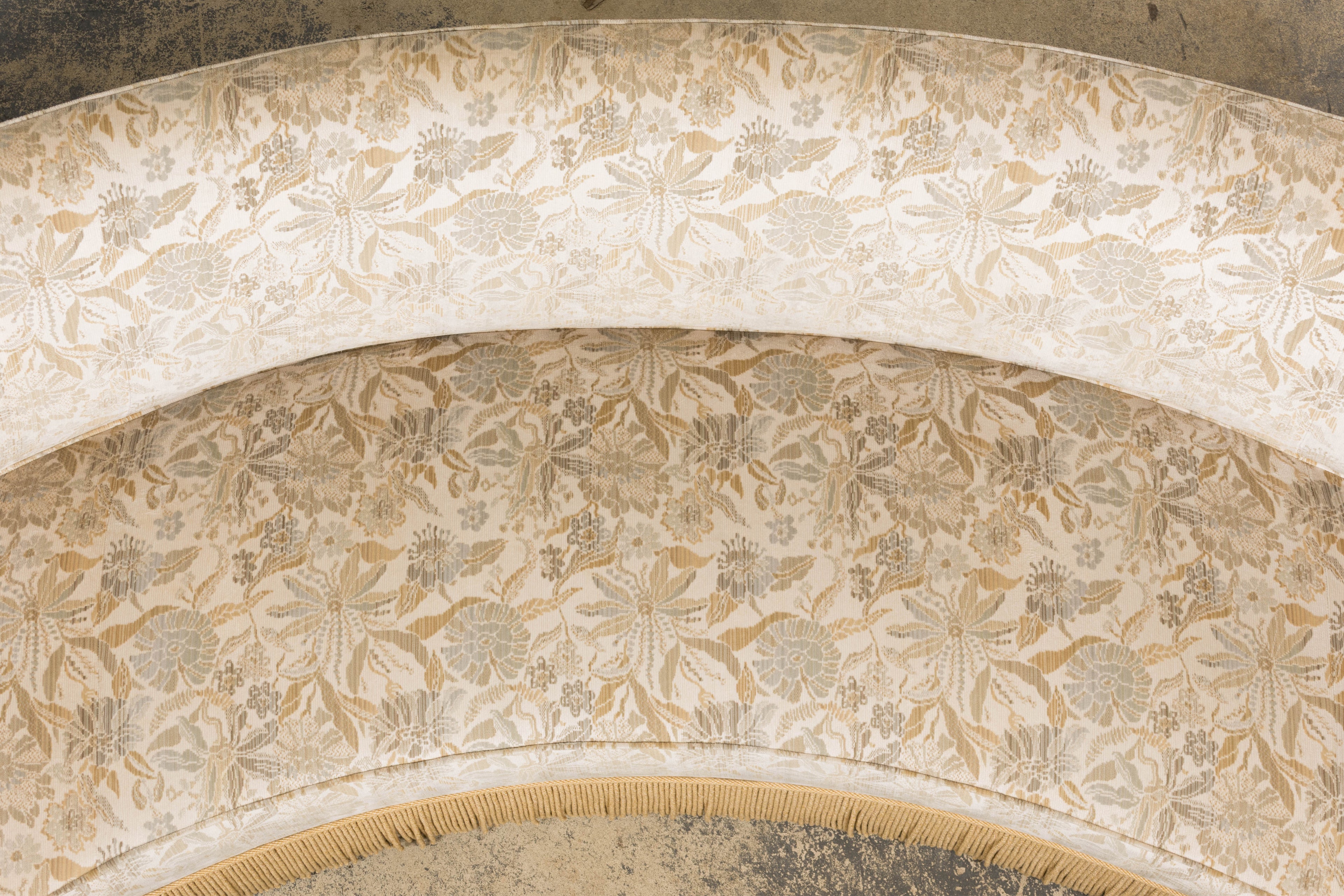 French Napoleon III Style Curved Sofa in Floral Jacquard Velvet