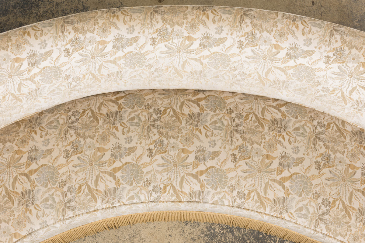 French Napoleon III Style Curved Sofa in Floral Jacquard Velvet