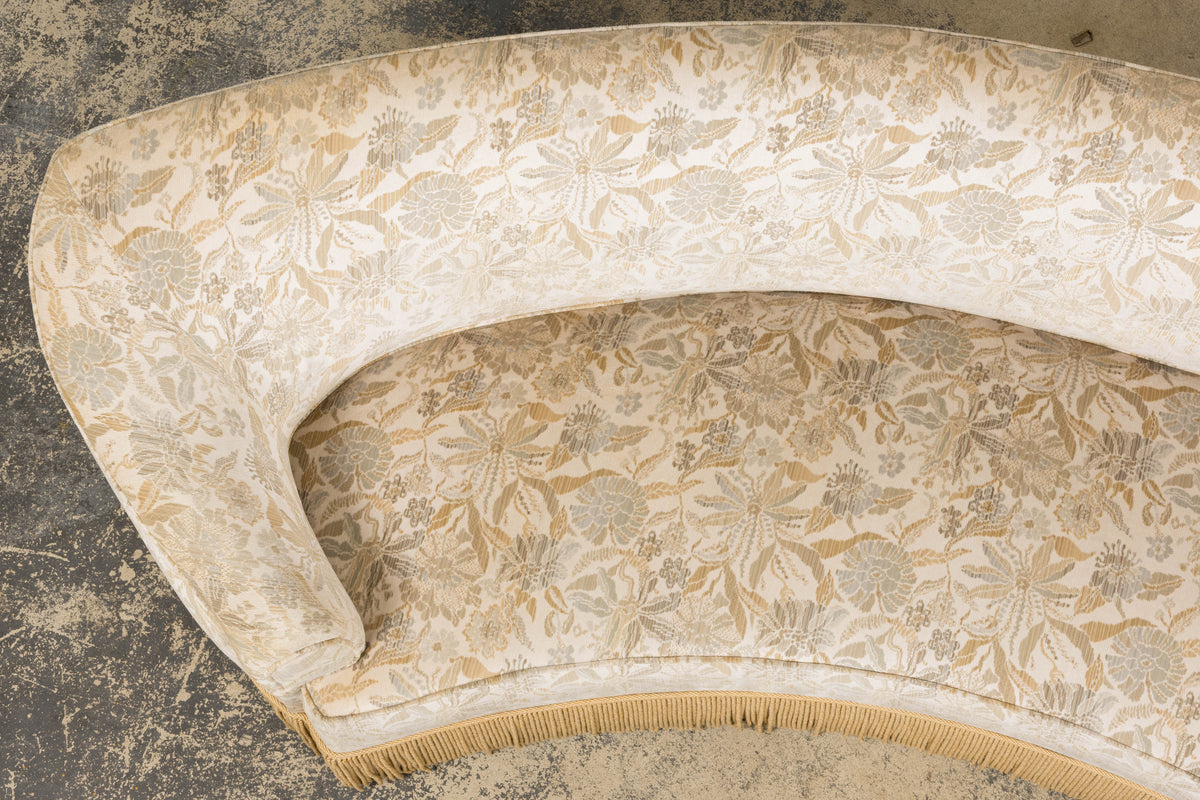 French Napoleon III Style Curved Sofa in Floral Jacquard Velvet