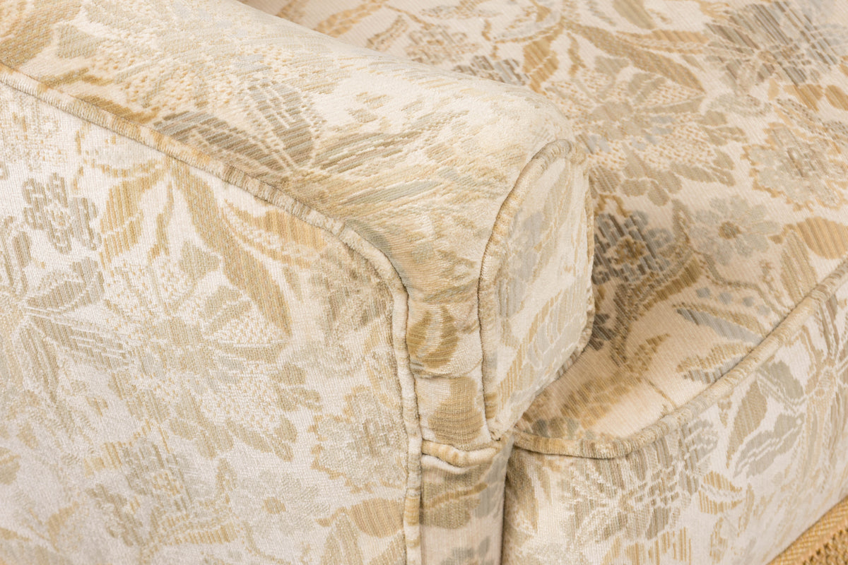 French Napoleon III Style Curved Sofa in Floral Jacquard Velvet