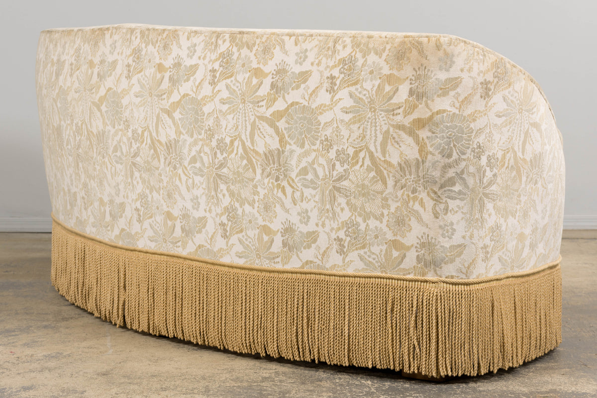 French Napoleon III Style Curved Sofa in Floral Jacquard Velvet