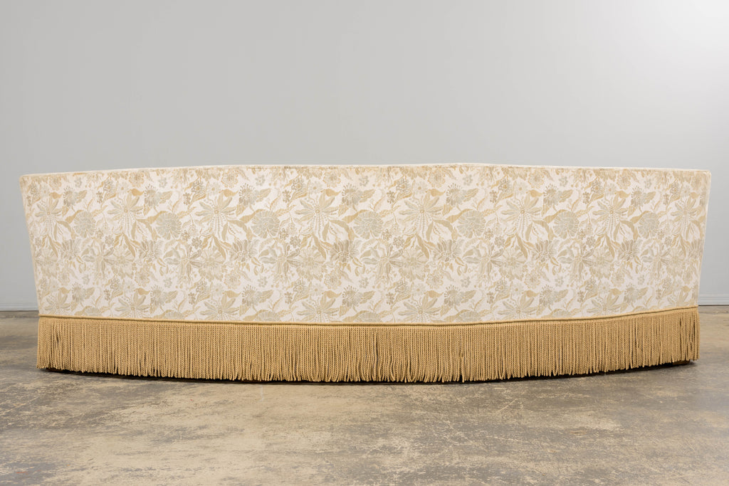 French Napoleon III Style Curved Sofa in Floral Jacquard Velvet