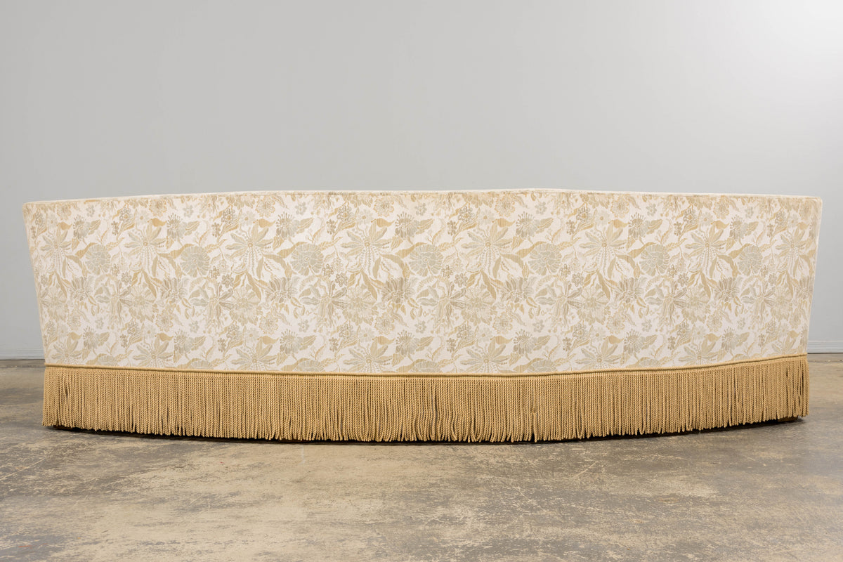 French Napoleon III Style Curved Sofa in Floral Jacquard Velvet