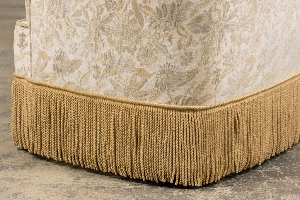 French Napoleon III Style Curved Sofa in Floral Jacquard Velvet