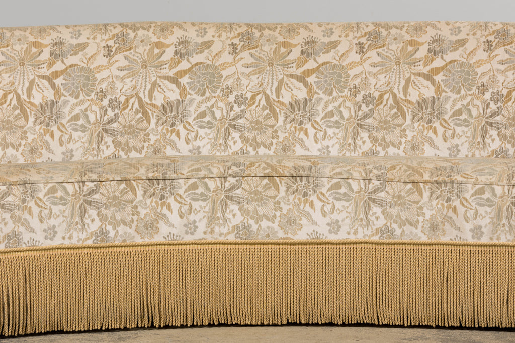 French Napoleon III Style Curved Sofa in Floral Jacquard Velvet