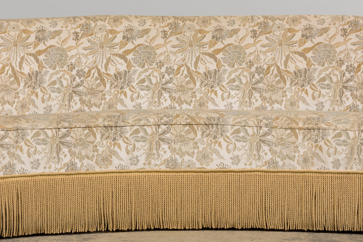 French Napoleon III Style Curved Sofa in Floral Jacquard Velvet
