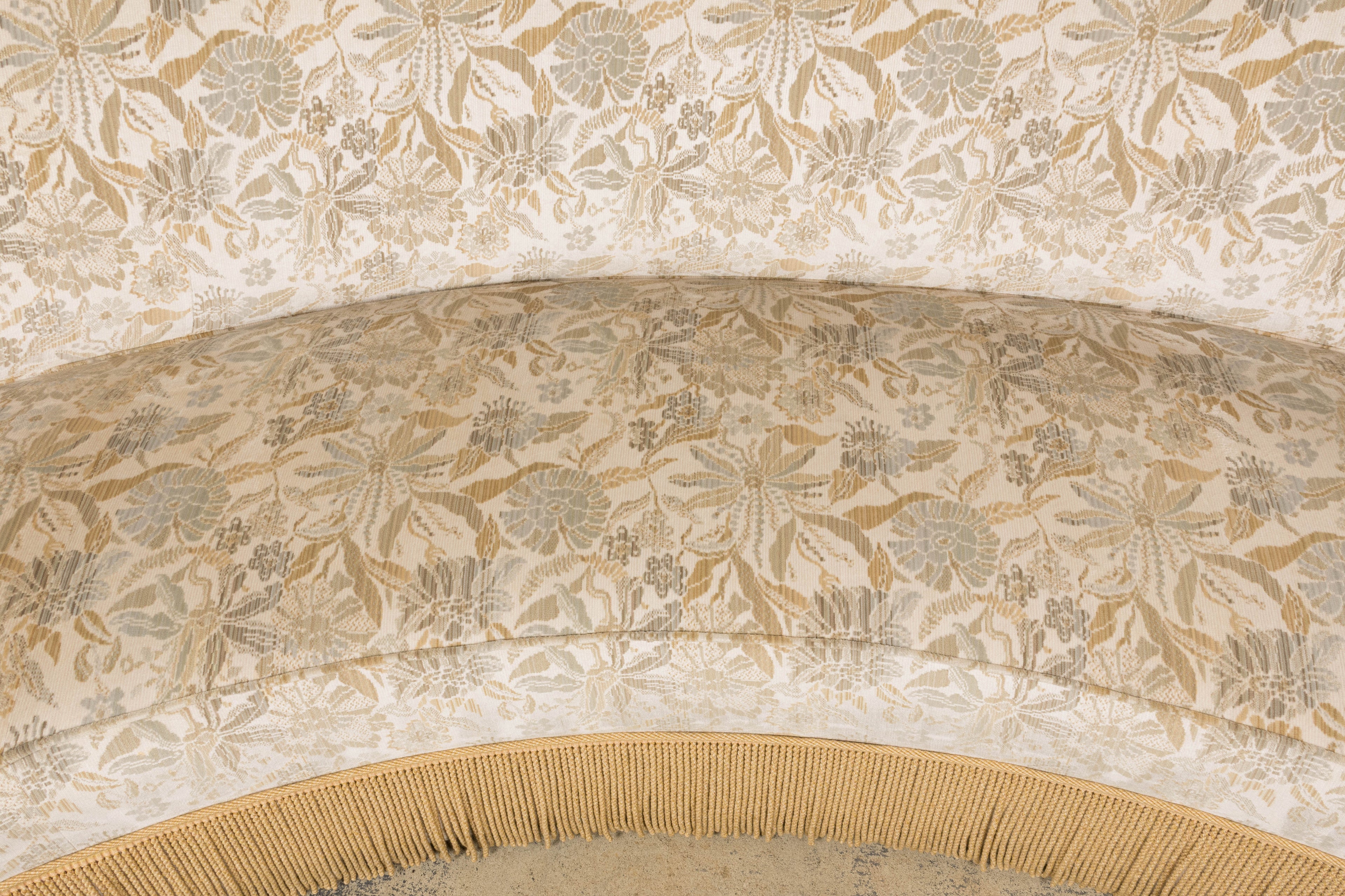 French Napoleon III Style Curved Sofa in Floral Jacquard Velvet