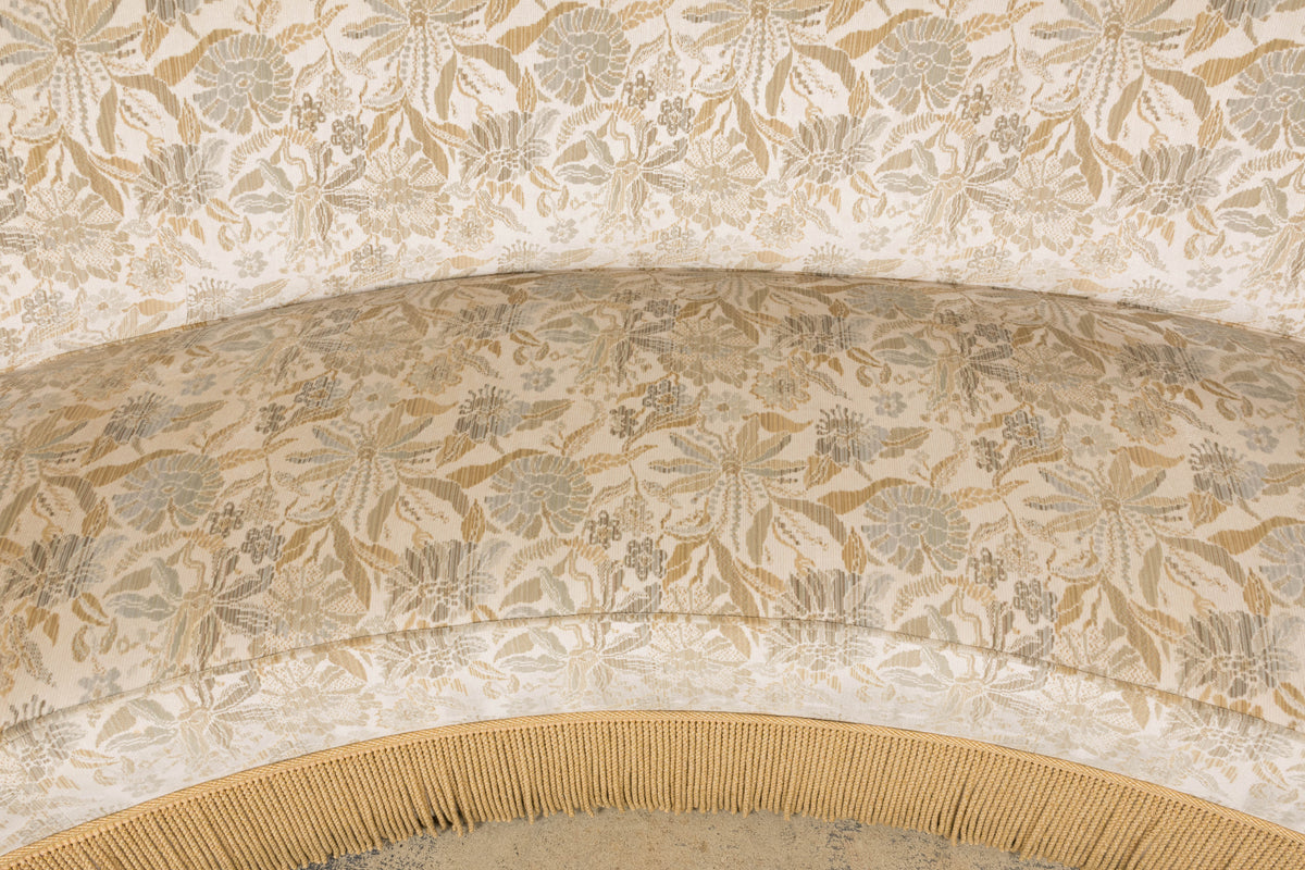French Napoleon III Style Curved Sofa in Floral Jacquard Velvet