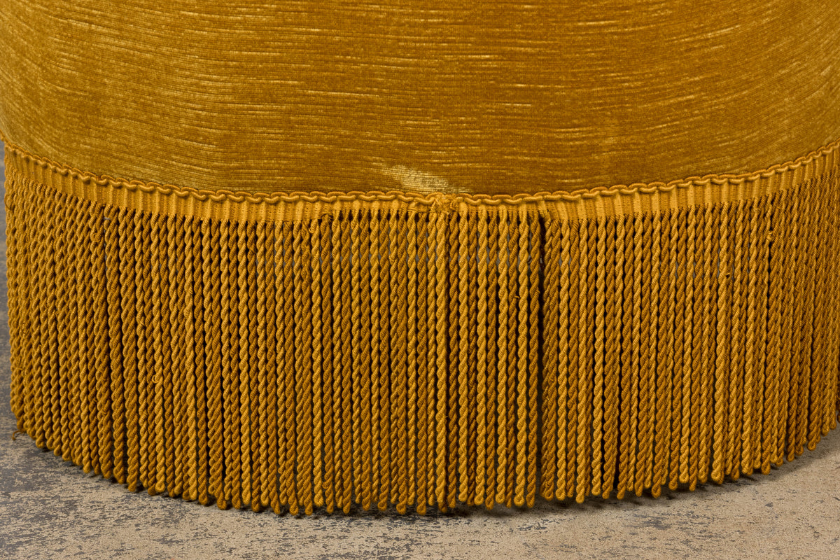 French Napoleon III Style Crapaud Armchairs in Golden Yellow Velvet - A Pair
