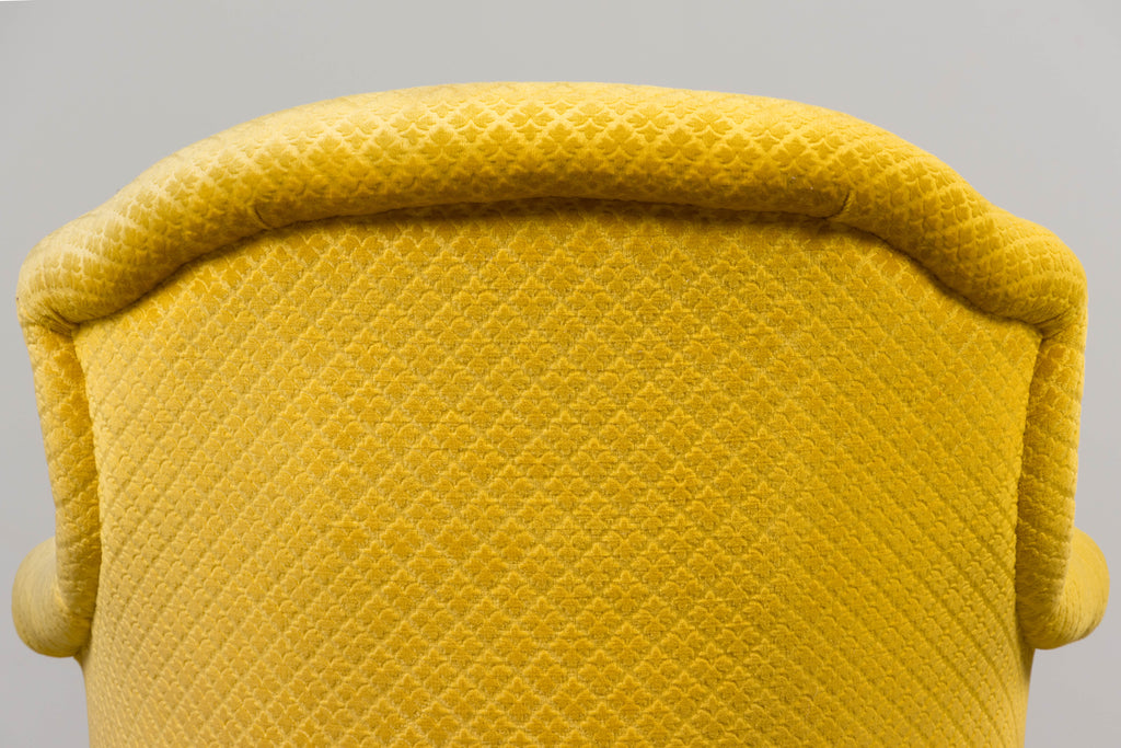 19th Century French Napoleon III Chaise Lounge in Golden Yellow Velvet