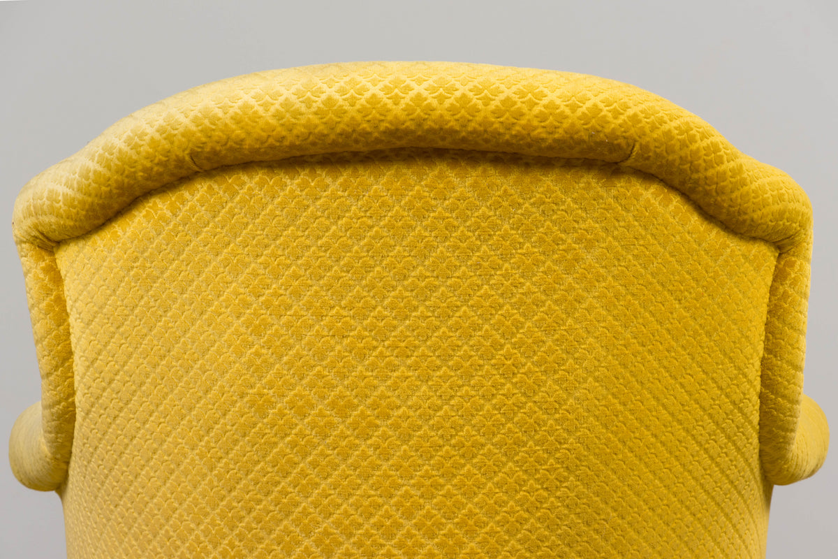 19th Century French Napoleon III Chaise Lounge in Golden Yellow Velvet