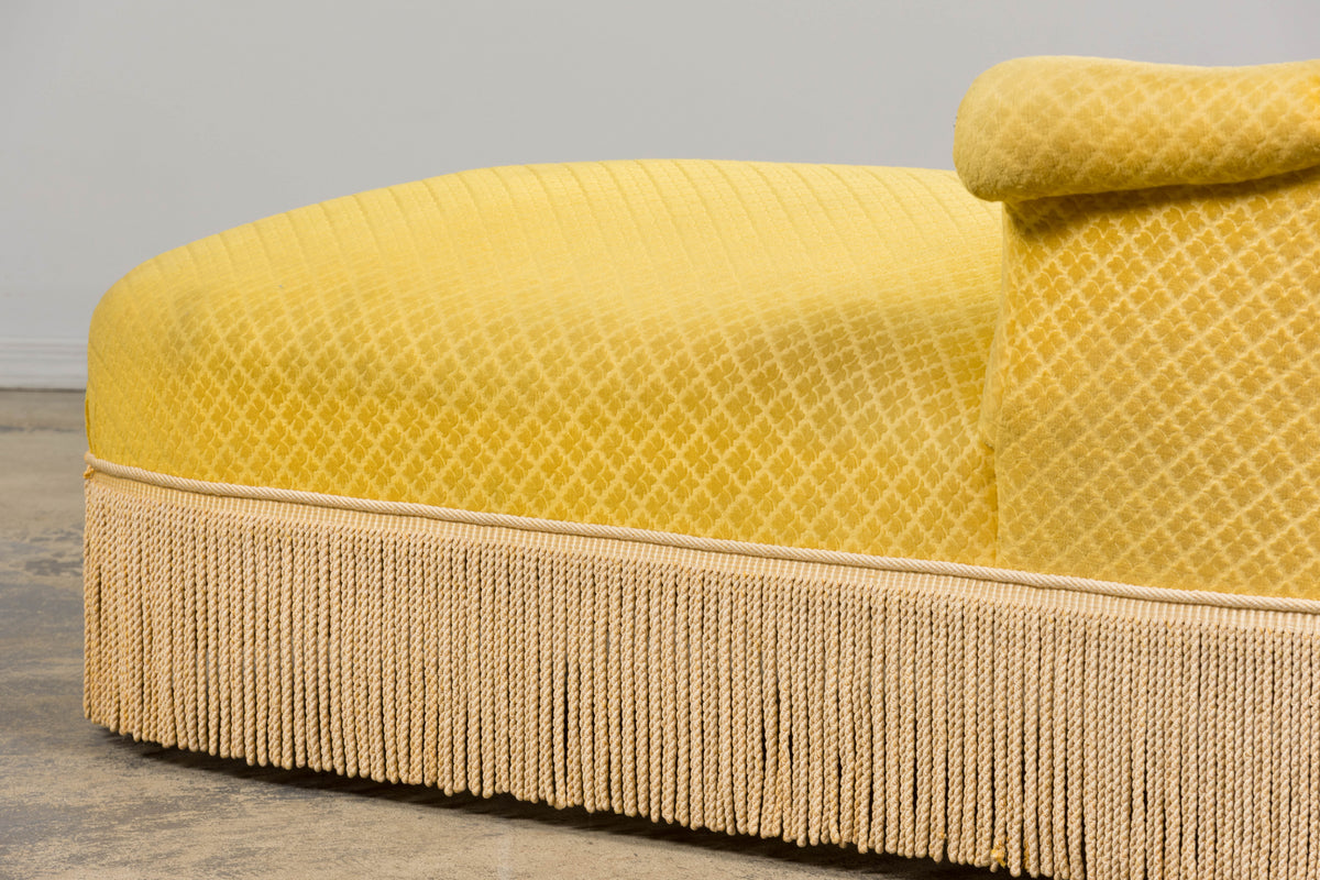 19th Century French Napoleon III Chaise Lounge in Golden Yellow Velvet
