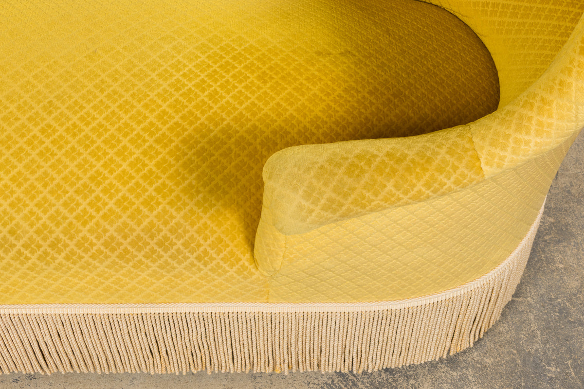 19th Century French Napoleon III Chaise Lounge in Golden Yellow Velvet