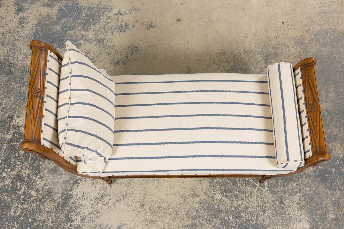 Early 19th Century French Empire Mahogany Recamier in Striped Jacquard