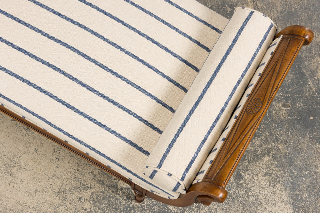 Early 19th Century French Empire Mahogany Recamier in Striped Jacquard