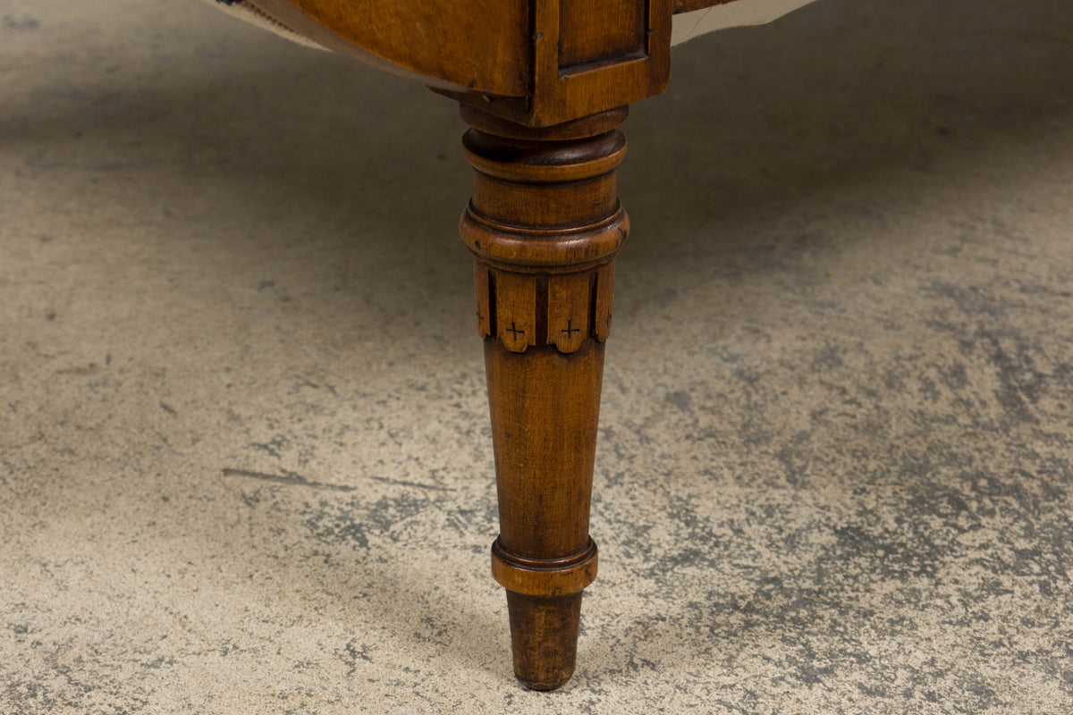 Early 19th Century French Empire Mahogany Recamier in Striped Jacquard