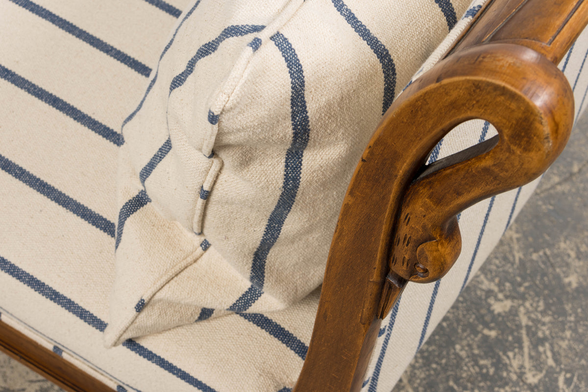 Early 19th Century French Empire Mahogany Recamier in Striped Jacquard