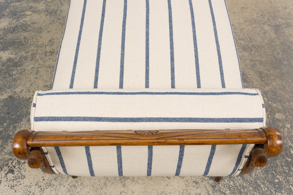 Early 19th Century French Empire Mahogany Recamier in Striped Jacquard