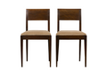 1930s French Art Deco Mahogany Side Chairs W/ Taupe Velvet - A Pair