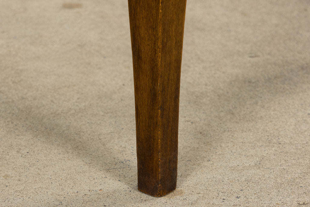 French Art Deco Maple Accent Side Chairs with Sage Green Stripe – A Pair