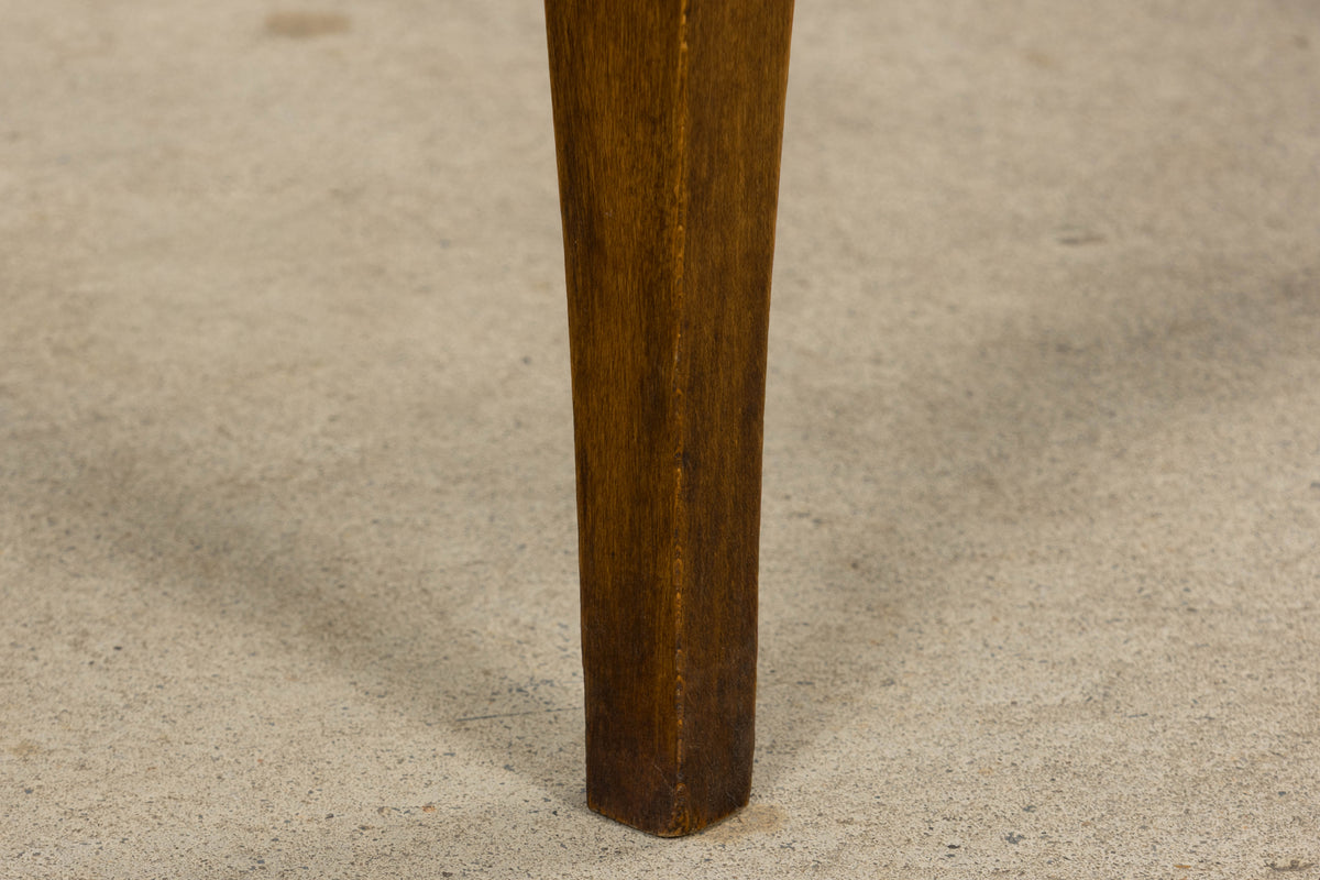 French Art Deco Maple Accent Side Chairs with Sage Green Stripe – A Pair