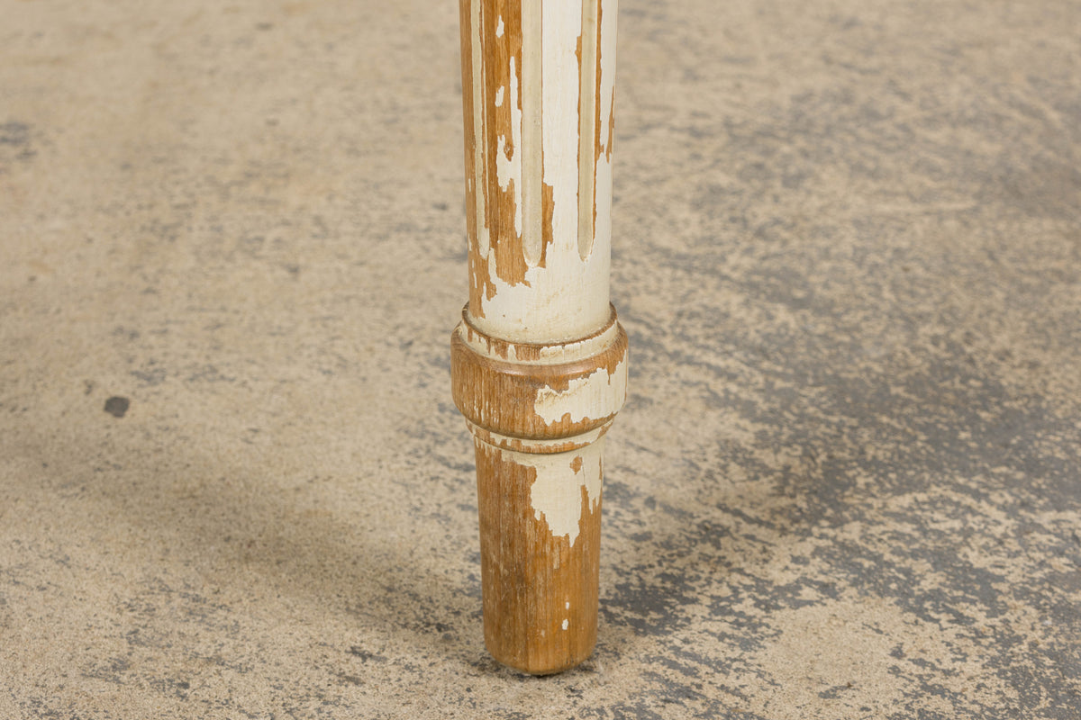 French Louis XVI Style Painted White Off-Round Extendable Dining Table