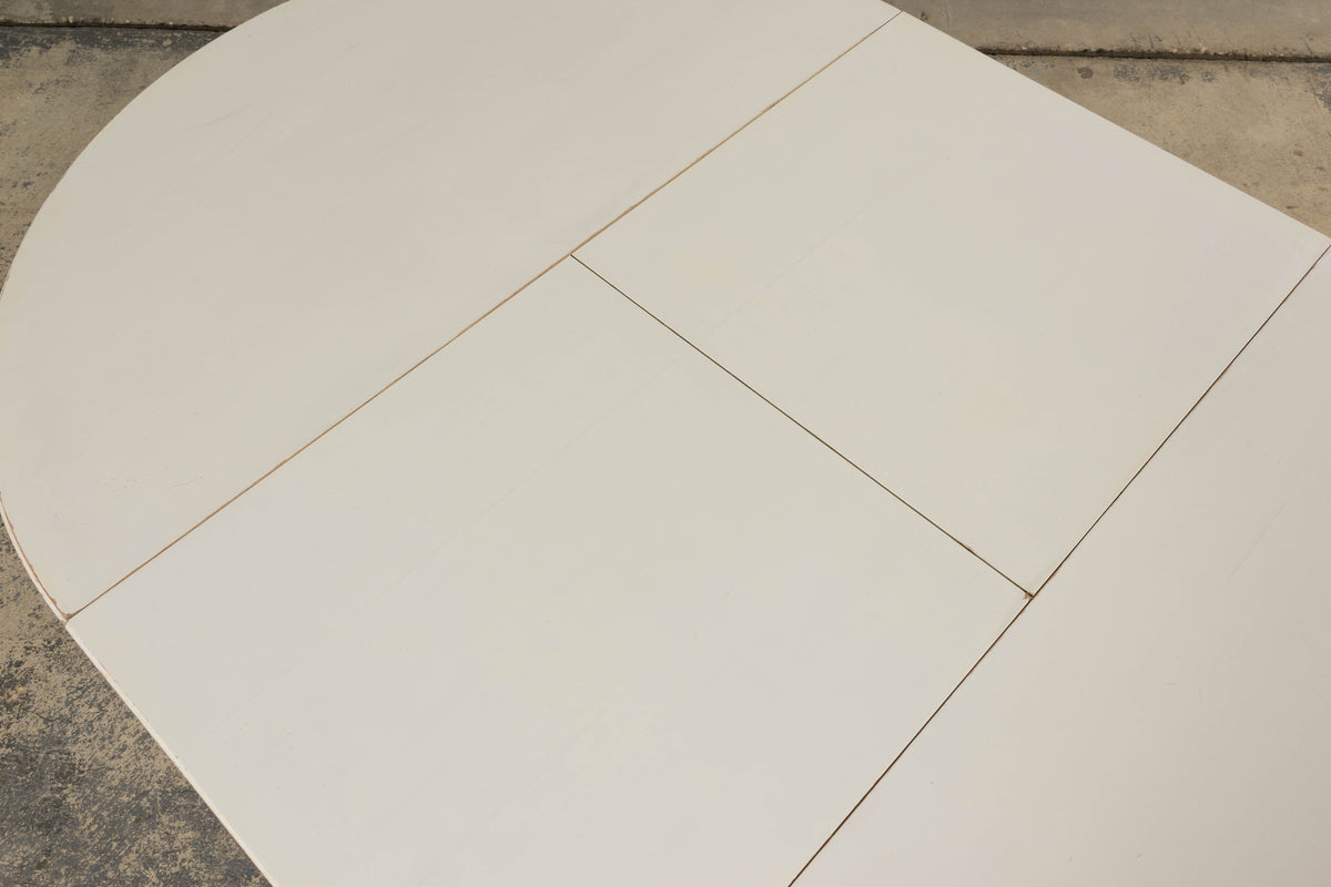 French Louis XVI Style Painted White Off-Round Extendable Dining Table